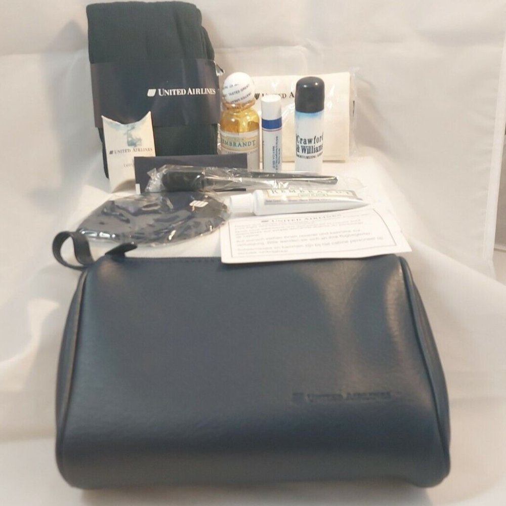 Vtg United Airlines First Class Amenity Toiletry Kit Travel InFlight Bag Blue